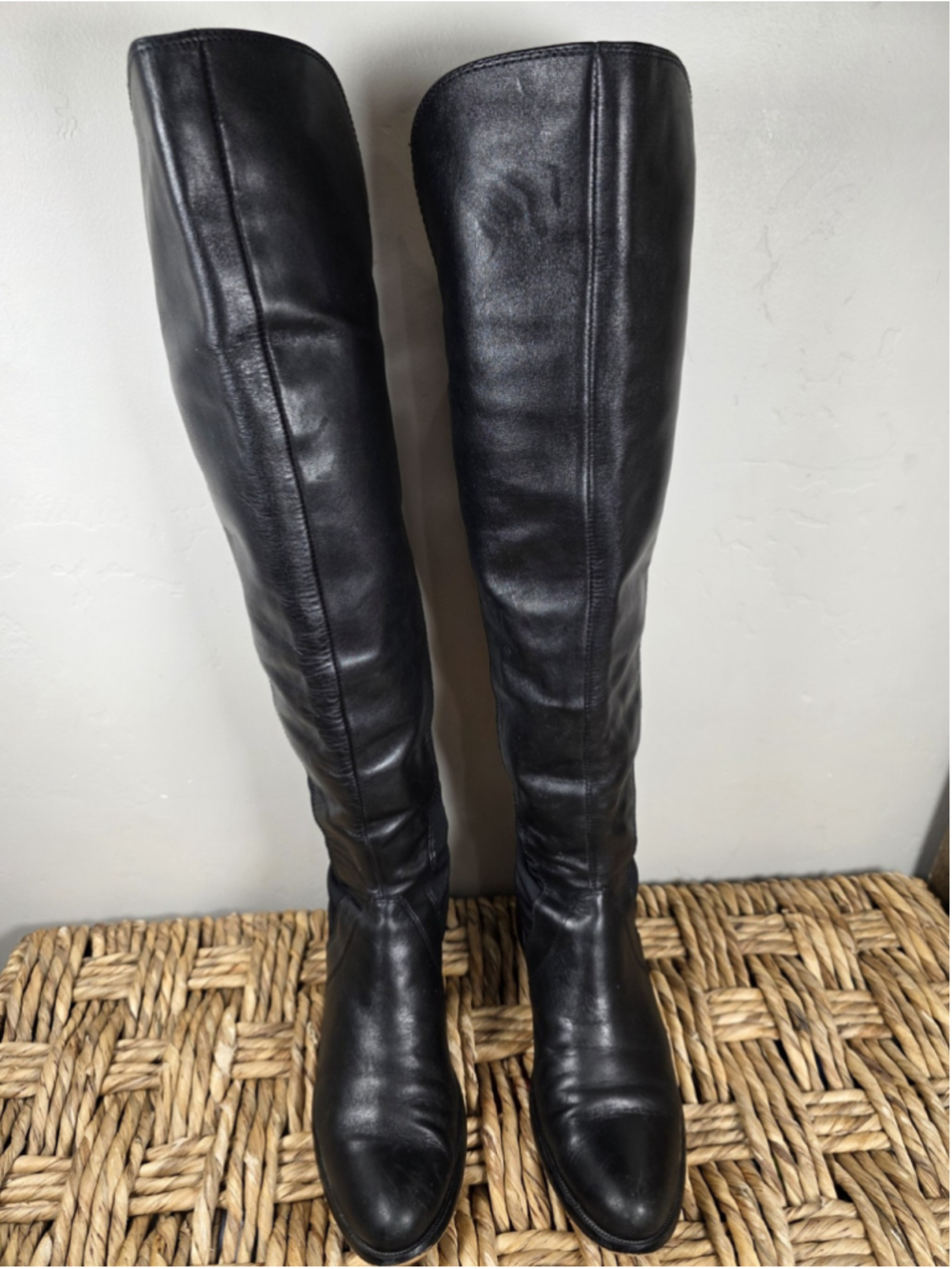 Corso Como Black Leather Over The Knee Boots Stretch Back Womens Size 7 M City - Picture 2 of 9